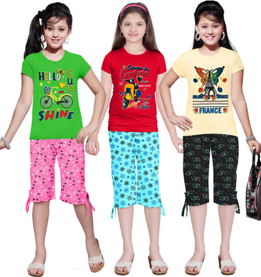 KS KOARRA Girls Casual T-shirt Track Pants(125 MULTICOLOURRS)