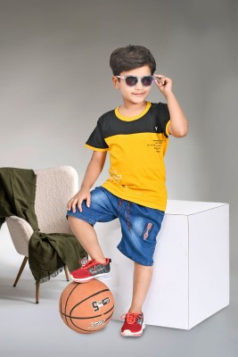 Lemon Fashion Boys Party(Festive) T-shirt Shorts(YELLOW, BLACK)