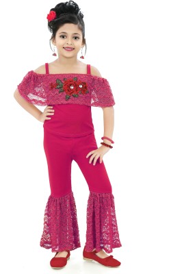 Chandrika Girls Casual Top Trouser(PINK)