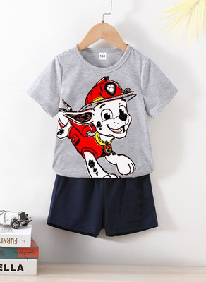psv fashion Baby Boys Casual T-shirt Trouser(Grey Melange)