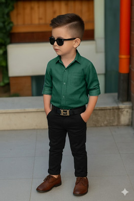 Nelkar Boys Party(Festive) Shirt Pant(BOTTLE GREEN)