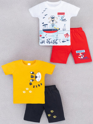 Guti Boys Casual T-shirt Shorts(Red&White, Yellow&DarkBlue)