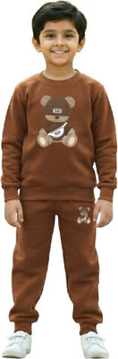 Kelvin Drip Boys Casual Sweatshirt Track Pants(Brown)