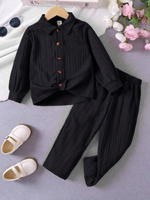 SWAR FASHIONS Girls Casual Shirt Trouser(BLACK)