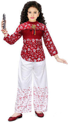 Sagun Dresses Girls Casual Top Trouser(Rani)