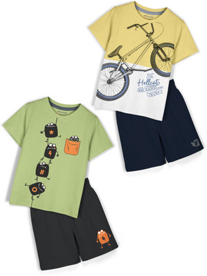 Hellcat Girls Casual T-shirt Shorts(Green2/Mustard2)