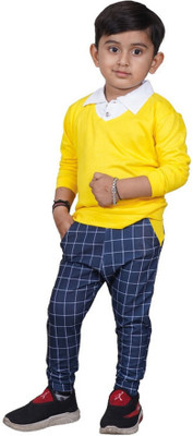BS Enterprise Baby Boys Casual T-shirt Pant(Yellow & Blue)