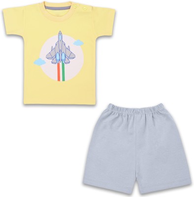 Wishkaro Baby Boys & Baby Girls Casual T-shirt Shorts(Yellow)