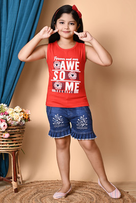 HouseOfCommon Girls Casual Top Shorts(RED)