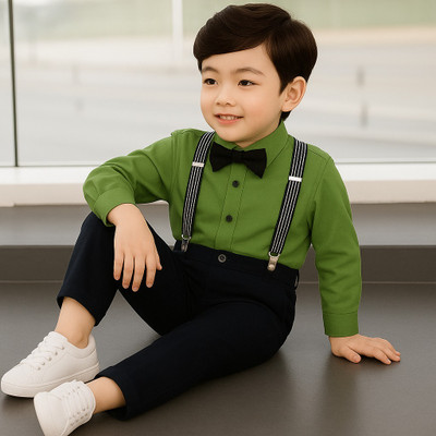 Bleckz Someck Boys Party(Festive) Shirt Pant(Green)