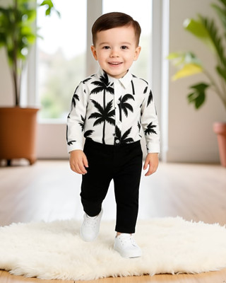 menvy Baby Boys Party(Festive) Shirt Pant(WHITE FLOWSOME PATTERN)