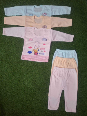 Ajesh Creation Baby Boys & Baby Girls Casual T-shirt Pyjama(Blue, Baby Pink, Orange)