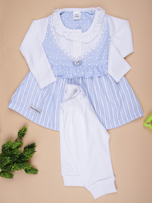 V-MART Baby Girls Casual Dress Legging(Sky Blue)