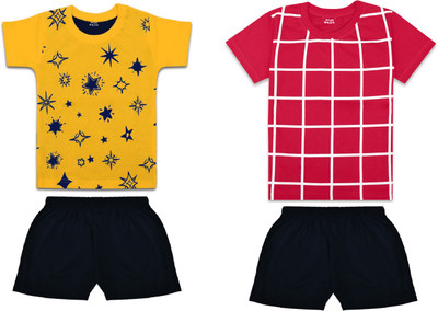 Biffy and Luffy Boys Casual T-shirt Shorts(Yellow Red)