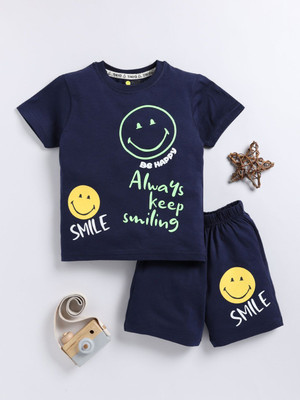 YK X Tinyo Boys & Girls Casual T-shirt Shorts(Navy Blue)