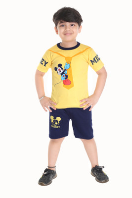 new gen Baby Boys & Baby Girls Party(Festive) T-shirt Shorts(Yellow, Blue)