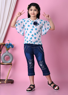 5 Stars Collection Girls Party(Festive) Top Pant(GREEN)