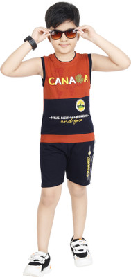 Ayu Elite Fashion Baby Boys Casual T-shirt Shorts(Maroon)