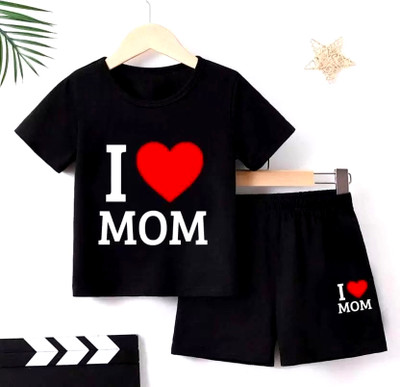 Kifayati Daam Baby Boys & Baby Girls Casual T-shirt Shorts(Black)