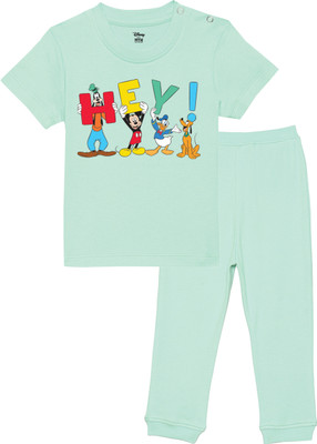 Disney By Wear Your Mind Baby Boys Casual T-shirt Track Pants(Mint Green)
