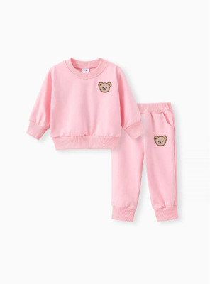 MAA KHODAL CREATION Baby Boys & Baby Girls Casual Sweatshirt Sweatpant(PINK)
