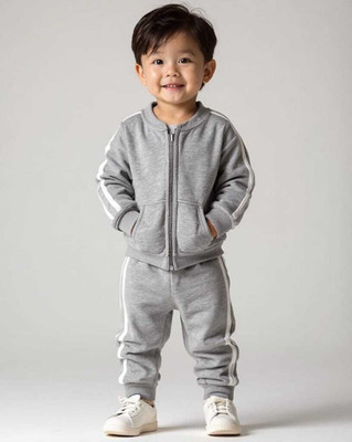 kidscuddles Baby Boys & Baby Girls Casual Sweatshirt Track Pants(Grey)