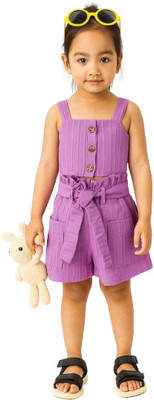 MiniMighty Baby Girls Casual T-shirt Shorts(purple)
