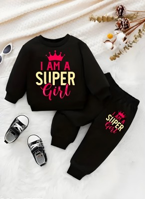 IFA COLLECTION Baby Girls Casual Sweatshirt Sweatpant(BLACK)