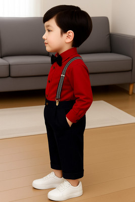 HV CREATION COLLECTION Baby Boys Party(Festive) Shirt Pant(Red)