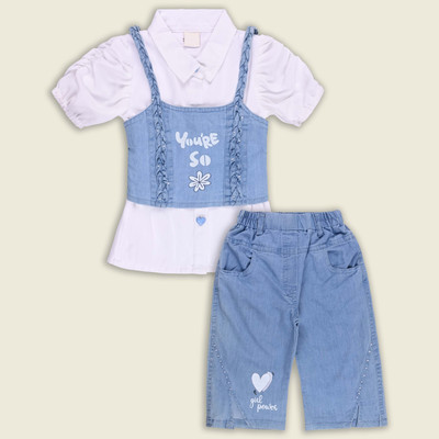 Silver Kraft Girls Casual Top Shorts(White)