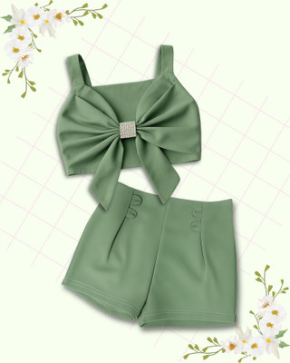 ADDYVERO Girls Party(Festive) Top Shorts(Pista Green)
