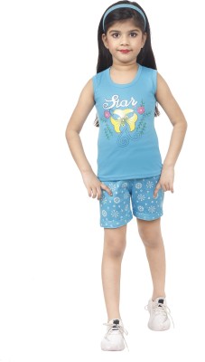 ZIORA Baby Girls Casual T-shirt Shorts(Blue)