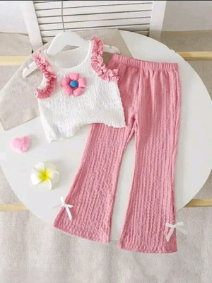 A Asma dresses Baby Girls Casual Top Trouser(Petalwish Blush)
