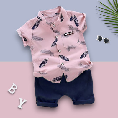 LittleRebel Baby Boys & Baby Girls Casual Shirt Shorts(MORPANKH_PINK_BLUE)