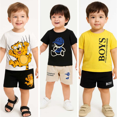 IFW Boys Casual T-shirt Shorts(Multicolor)