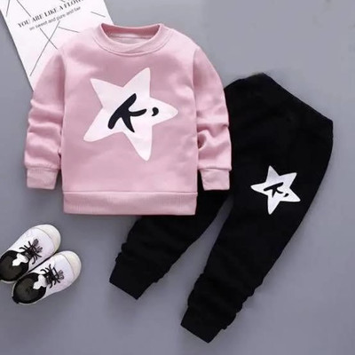 JS TREND Baby Boys & Baby Girls Party(Festive) T-shirt Pant(PINK, BLACK)