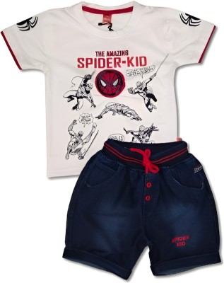 SHYAM Baby Boys Spiderman Party(Festive) T-shirt Pant(White)