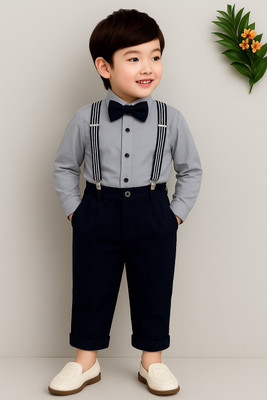 VARNIKA KIDS Baby Boys Party(Festive) Shirt Pant(Grey)