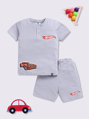 YK X Minute Mirth Boys & Girls Hulk Casual T-shirt Shorts(Grey)