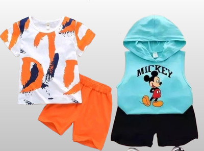 SRP COLLECTION Baby Boys & Baby Girls Mickey Casual T-shirt Shorts(Multicolor)