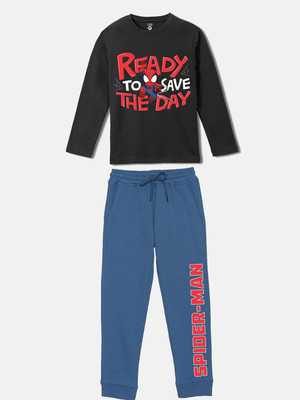 YK Marvel Boys & Girls Spiderman Casual T-shirt Jegging(Black)