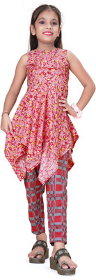 BHOOLKU Baby Girls Casual Tunic Legging(Red)