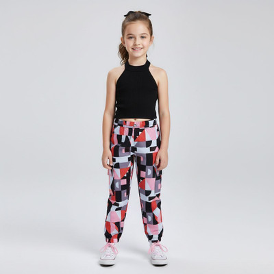 HouseOfCommon Girls Daisy Casual Top Track Pants(Black & Red)