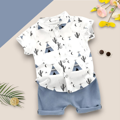 PROVOGUE Baby Boys & Baby Girls Party(Festive) Shirt Shorts(CLASSIC_GREY)