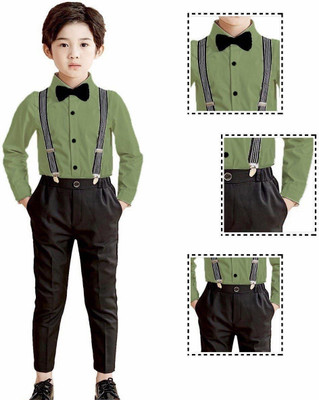ULTRINA Baby Boys Party(Festive) Shirt Pant, Suspenders, Bow Tie(PISTA)