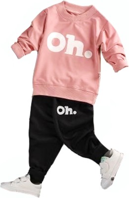 FORWARD FASHION Baby Boys & Baby Girls Party(Festive) Sweatshirt Track Pants(Pink)