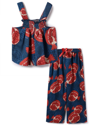 TALES & STORIES Girls Casual Dungaree and Romper Jumpsuit(Navy Blue)