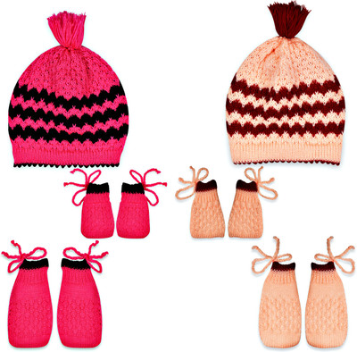 Kidska Baby Boys & Baby Girls Casual Cap Bootie, Mitten(Pink & Peach)