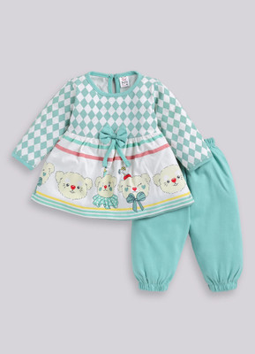 TINY BINY Baby Girls Casual Top Pant(Smoke Green)