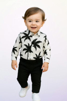 RIYANSHI Baby Boys Casual Shirt Pant(Black, White)